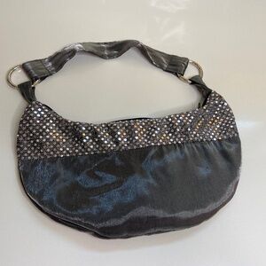 Amici Silver Grey Satin Purse Handbag; Sparkly Iridescent Sequins; Never Used